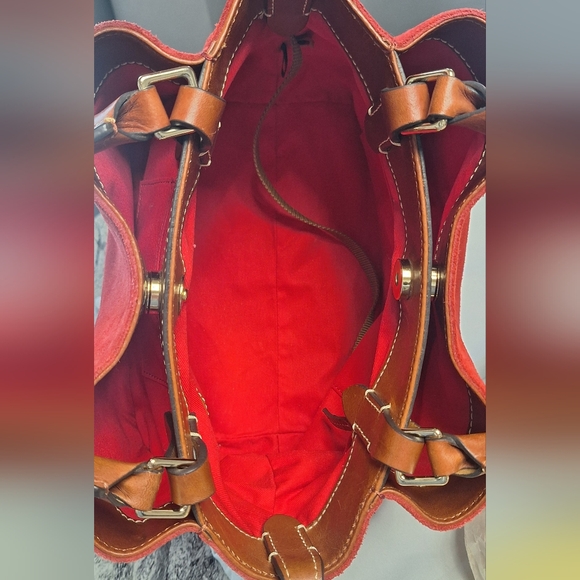 Dooney & Bourke Red Suede Satchel - Picture 9 of 13